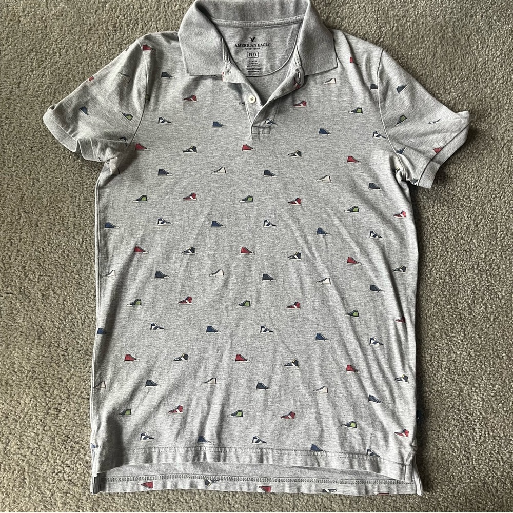 American Eagle Sneaker Print Flex Polo Shirt